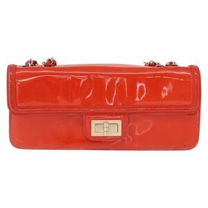 Chanel Mademoiselle Lock Flap Quilted Lambskin Orange Patent_Leather Shoulder